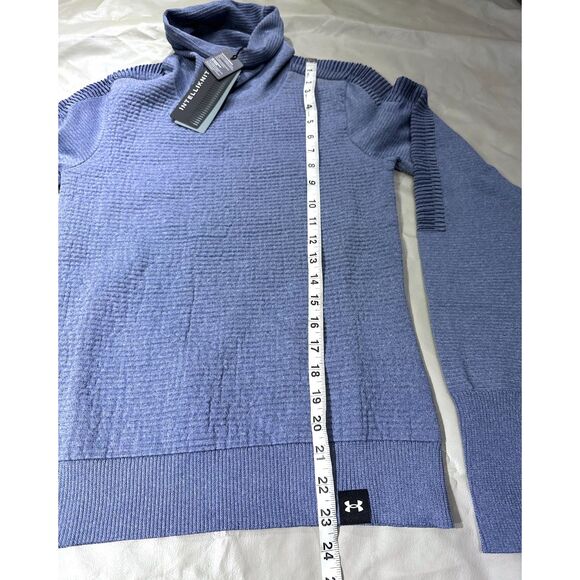Under Armour Women Small Intelliknit Funnel Neck Sweater Long sleeve Blue NEW - Picture 9 of 10